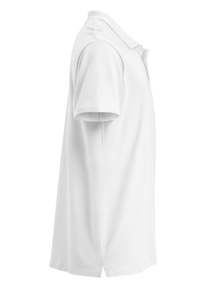 Ethereum Polo white – side view 2 (straight hem with side slits)