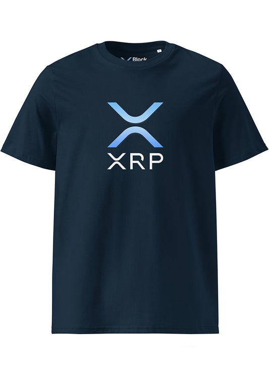 XRP eco T-shirt dark blue – front view (organic cotton, Block Supply)