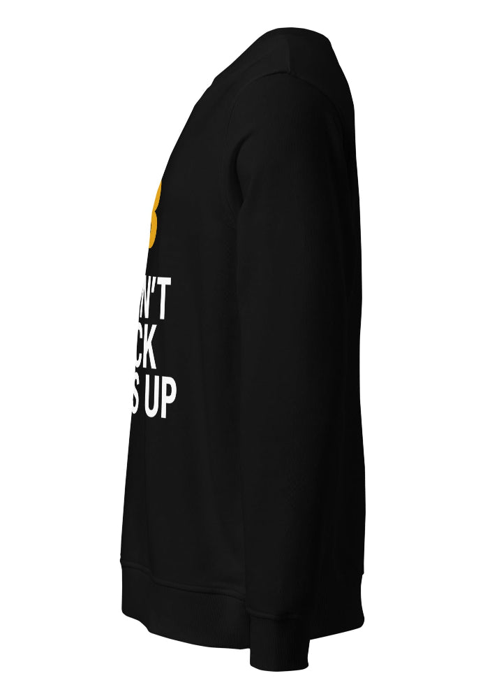 Side view of black Bitcoin crypto sweatshirt – premium organic streetwear