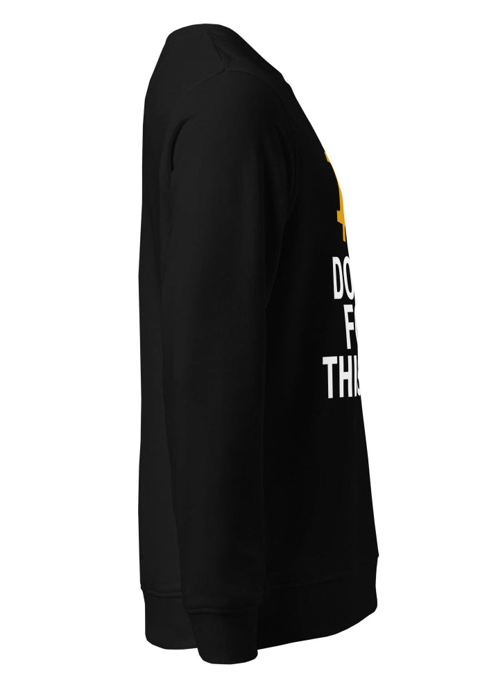 Side view of black Bitcoin crypto sweatshirt – premium organic streetwear