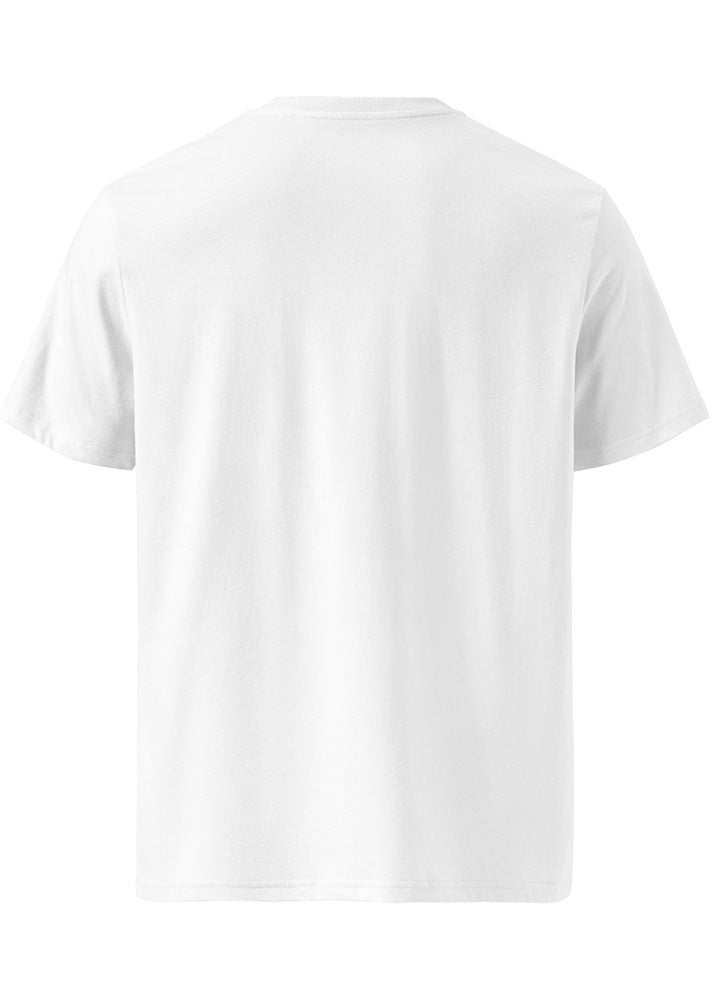 Back view of Bitcoin Heartbeat eco T-shirt white – sustainable BTC tee