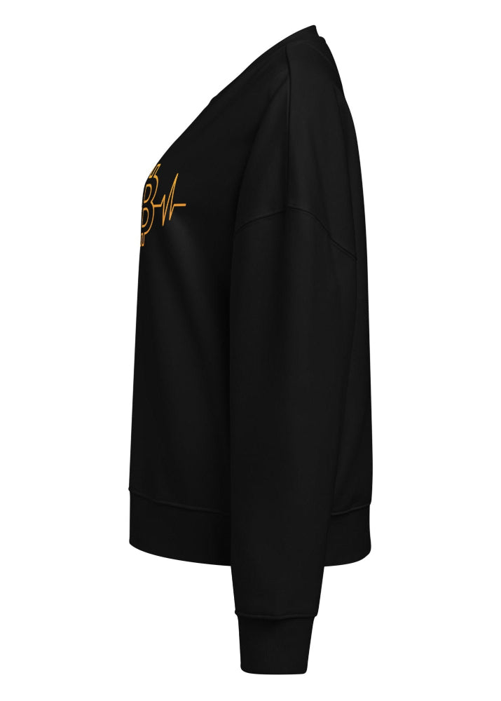 Side view 1 – Bitcoin Heartbeat women’s eco sweatshirt black, relaxed fit