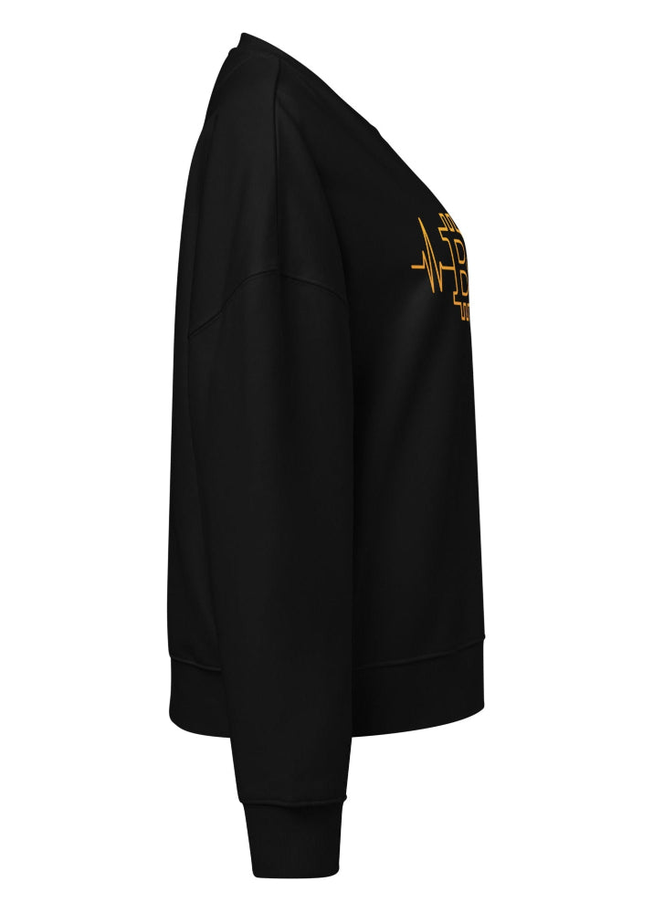 Side view 2 – Bitcoin Heartbeat women’s eco sweatshirt black, drop-shoulder