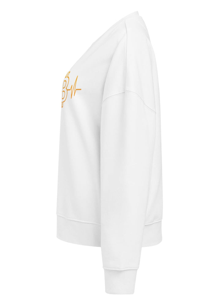 Side view 1 – Bitcoin Heartbeat women’s eco sweatshirt white, relaxed fit