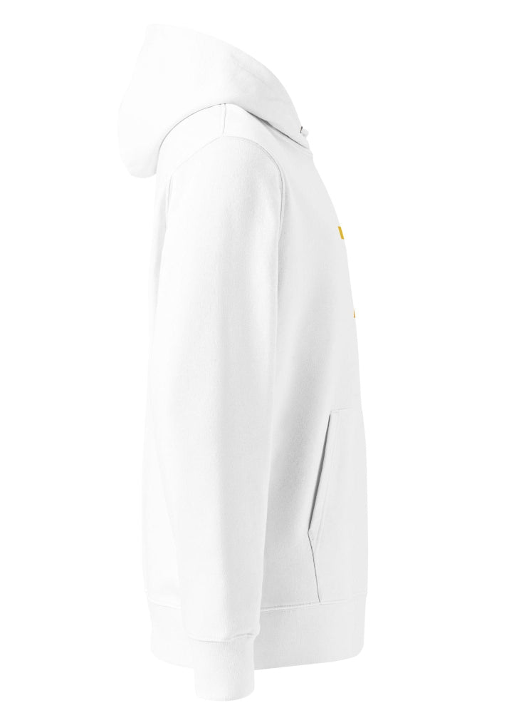 Side view of Bitcoin Pixel eco hoodie in white – eco-friendly crypto hoodie by Block Supply