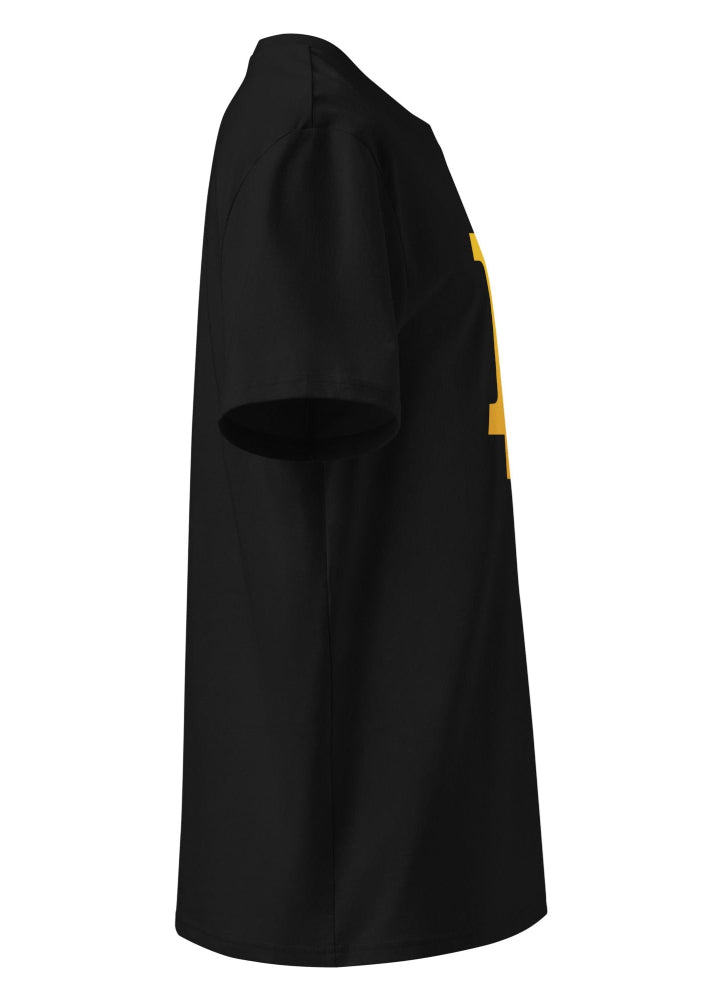 Side view 2 – Bitcoin Pixel eco T-shirt black (unisex organic cotton)