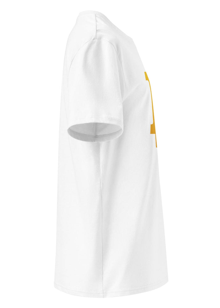 Side view 2 – Bitcoin Pixel eco T-shirt white (unisex organic cotton)