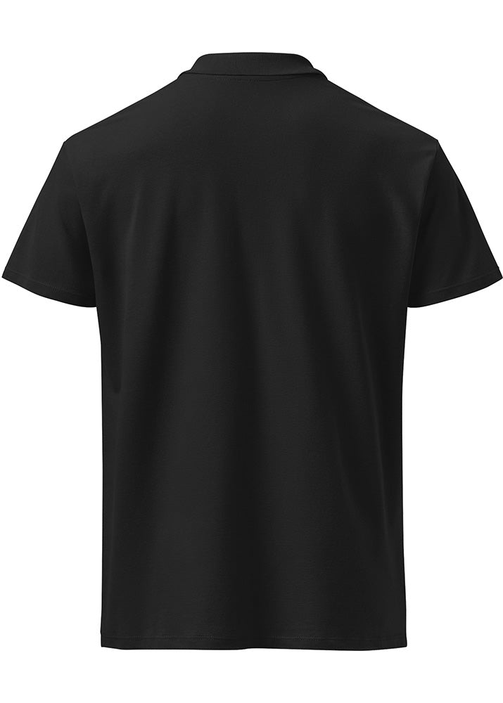 Bitcoin Pulse Polo black – back view (classic fit combed cotton polo)