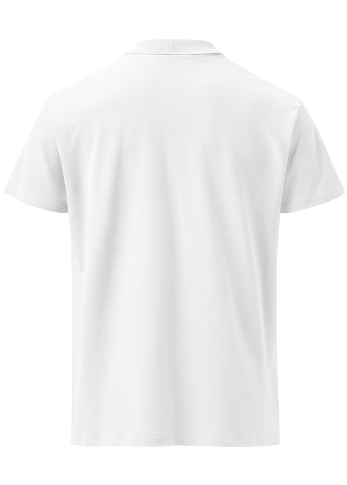 Bitcoin Pulse Polo white – back view (classic fit combed cotton)