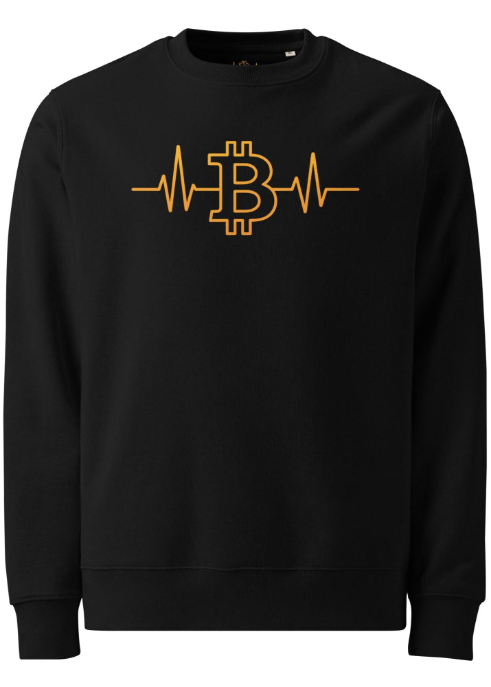 Bitcoin Pulse Sweatshirt black – organic cotton crypto streetwear by Block Supply (front view)