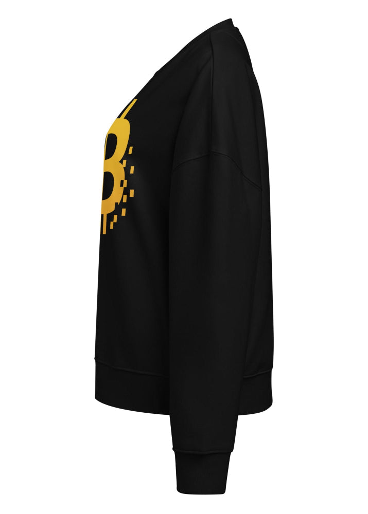 Side view 1 – Bitcoin women’s eco sweatshirt black, relaxed fit
