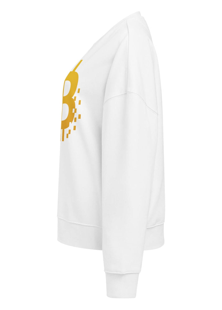 Side view 1 – Bitcoin women’s eco sweatshirt white, relaxed fit