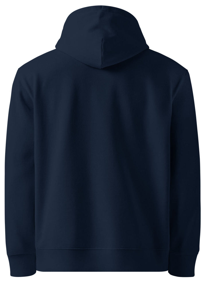 Back view of Ethereum eco hoodie navy – sustainable crypto hoodie