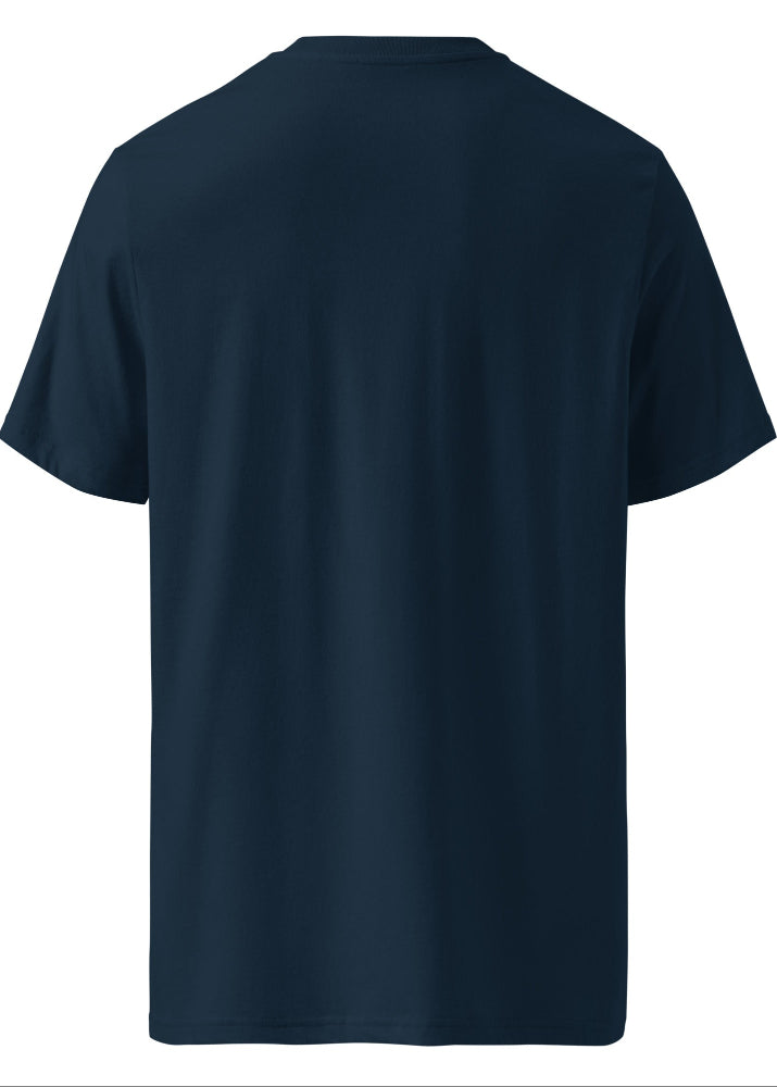 Back view of Ethereum eco T-shirt navy – sustainable crypto apparel