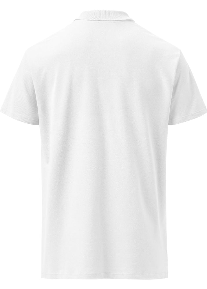 Ethereum Polo white – back view (classic fit combed cotton)