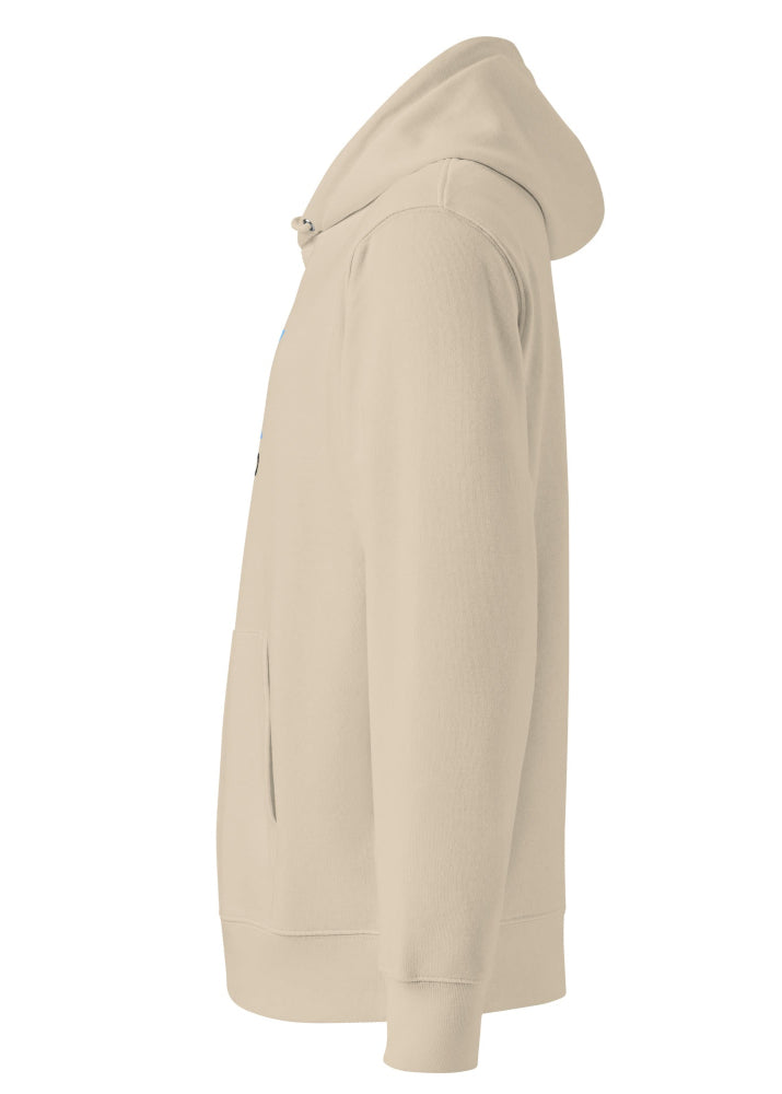 Side view of XRP eco hoodie (sand) – eco-friendly crypto hoodie by Block Supply