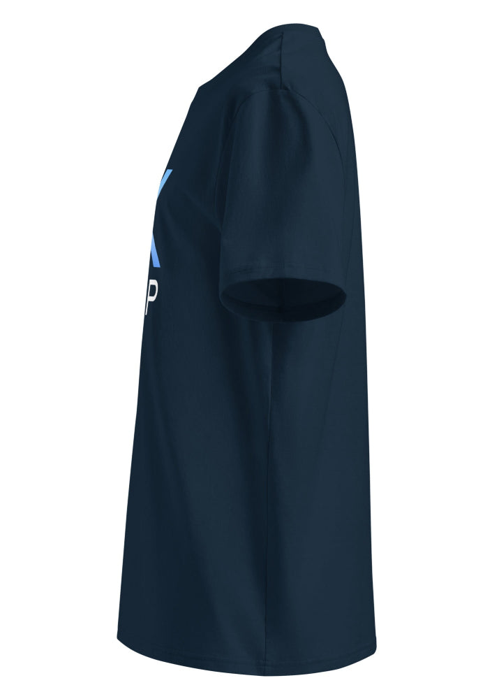 Side view 1 – XRP eco T-shirt dark blue (medium-fit single jersey)