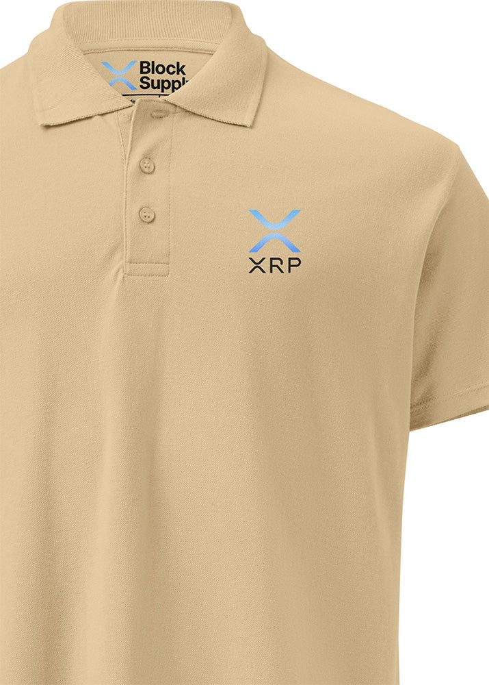 XRP Polo sand – front view (classic fit combed cotton)