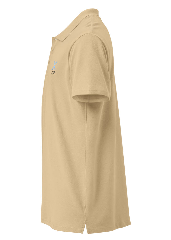 XRP Polo sand – side view 1 (tone-on-tone 3-button placket)