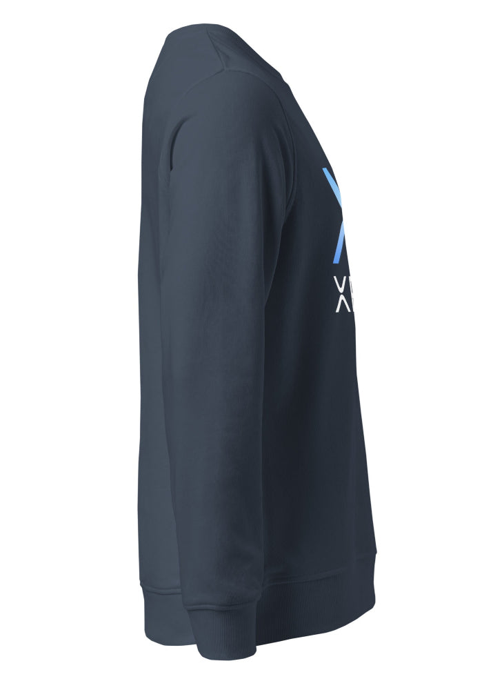 XRP Sweatshirt navy – side view 2 (clean crypto streetwear by Block Supply)