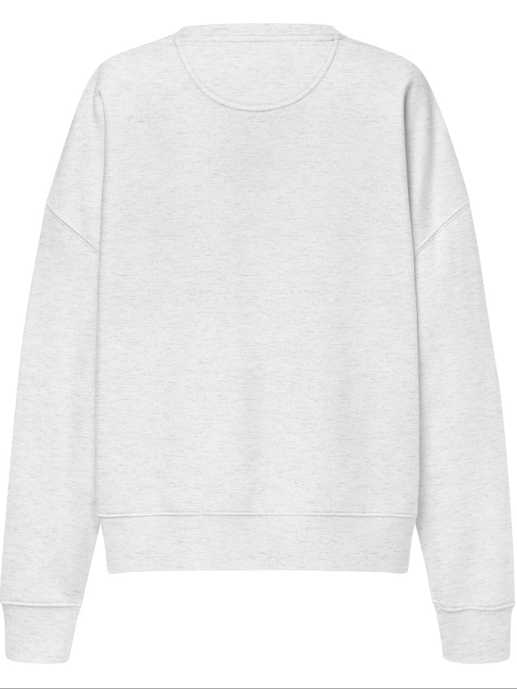 Back view – XRP women’s eco sweatshirt heather white