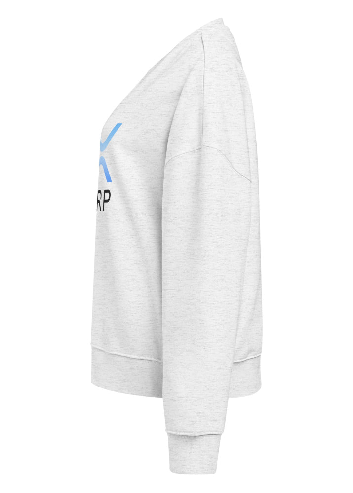 Side view 1 – XRP women’s eco sweatshirt heather white, relaxed fit
