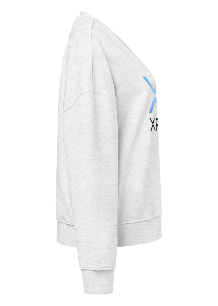 Side view 2 – XRP women’s eco sweatshirt heather white, drop-shoulder