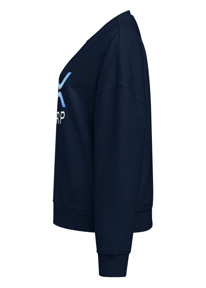Side view 1 – XRP women’s eco sweatshirt navy, relaxed fit